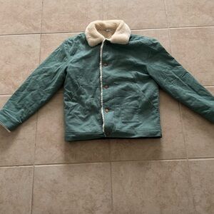 Zara Man Green Aqua Sherpa Lined Denim Jacket M Heavy Weight Tucker